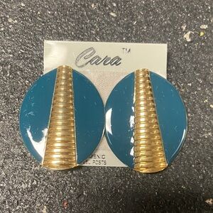Cara 90s Blue and Gold Earrings